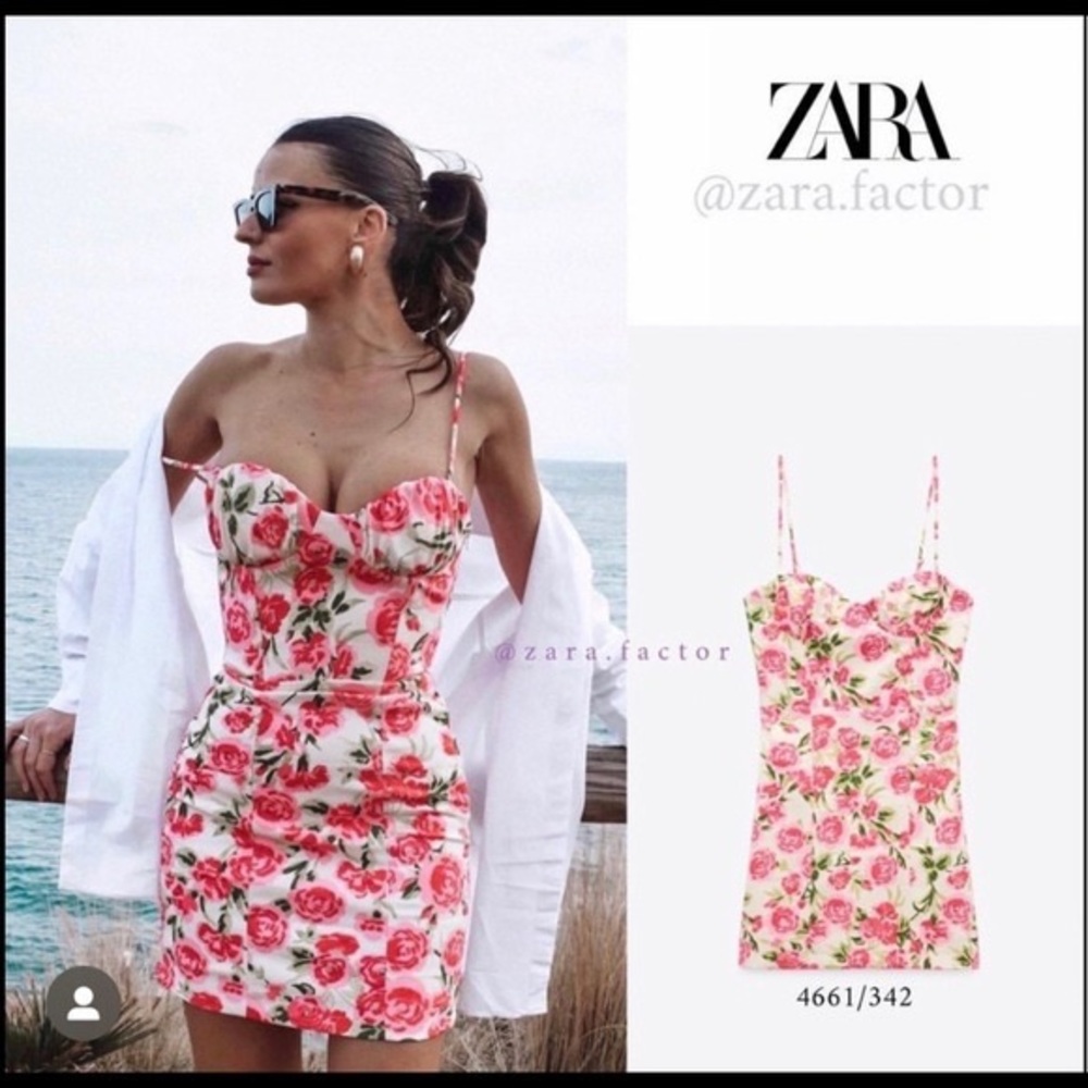 ZARA NWT BLOGGERS FAVORITE CORSET FLORAL DRESS